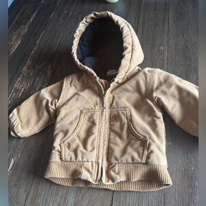 Carhartt Kids Quilted Flannel Lined Insulated Hooded Jacket Tan 12M